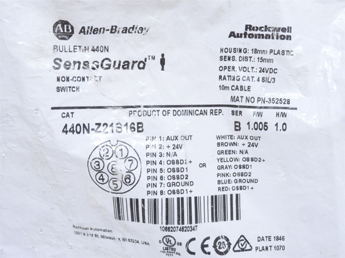 Allen-Bradley 440N-Z21S16B; NON-Contact Switch; 24VDC; 10m