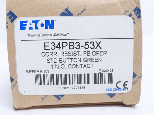 Eaton E34PB3-53X; Green Flush Push Button Operator; 30mm