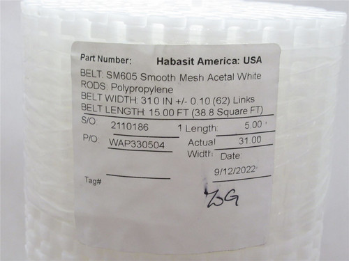 Habasit SM605; Smooth Mesh Acetal White; 5'L X 31"W; SM605
