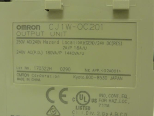 Omron CJ1W-OC201; Output Unit; 250VAC/24VDC; 2A