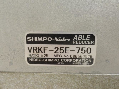 Nidec VRKF-25E-750; Inline Gear Reducer; 1:25 Ratio