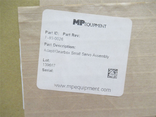 MP Equipment P-80-0026; Small Servo Gearbox Assy; SS Base