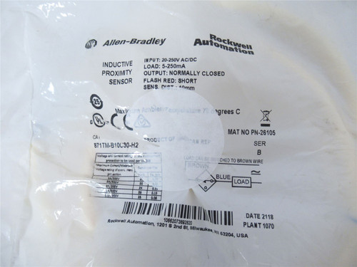 Allen-Bradley 871TM-B10C30-H2; Inductive Proxim Sensor 15MM