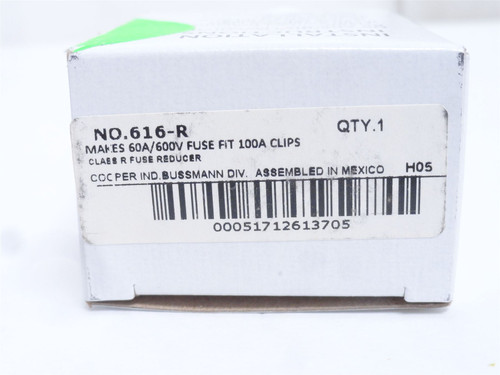 Bussmann 616-R; One Set-Fuse Adaptors; 60 Amps; 600VAC