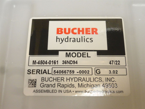 Bucher M-4504-0161; Hydraulic Power Unit 1.4GPM; 1000PSI; 1HP