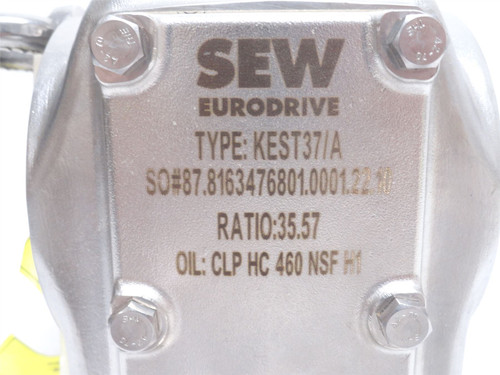 SEW KEST37/A; Gearbox; SS; 35.57:1 Ratio; 1-3/8"ID Output