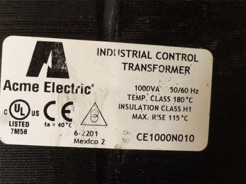 Acme CE1000N010; Control Transformer; 1000VA
