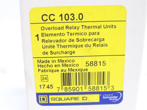 Square D CC103.0; Thermal Overload Relay Unit; Ser: CC
