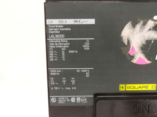 Square D LAL36300; Circuit Breaker; 300 Amps; 3-Pole; 600VAC