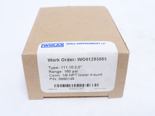 Wika 8990145; Dry Pressure Gauge; 0-160PSI; 2.5" Dial