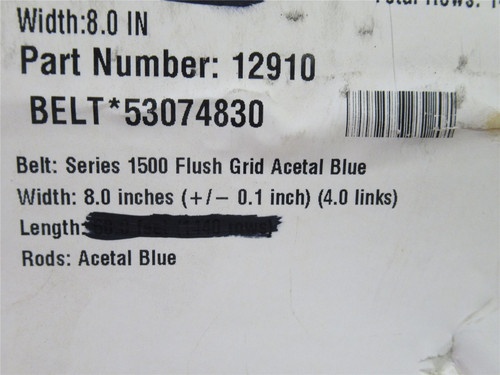 Intralox 12910-20;  Flush Grid Conveyor Belt; 20'FtL; 8"W