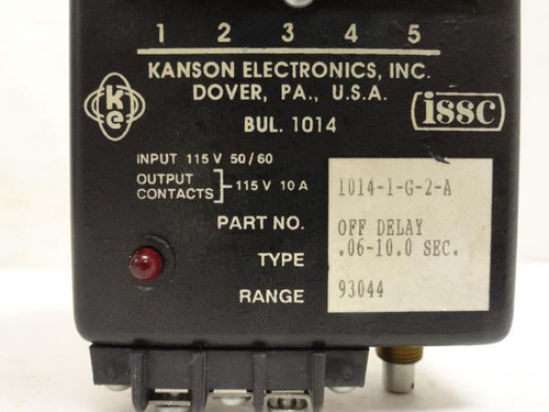 Kanson 1014-1-G-2-A; Time Delay Relay; 115VAC 0.6-10s