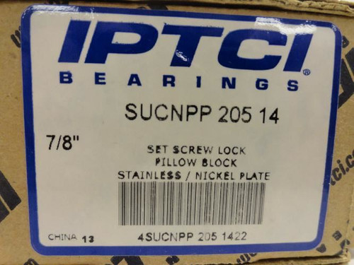 IPTCI SUCNPP 205 14; Pillow Block Bearing; 7/8"ID