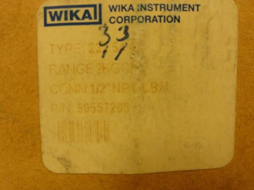 Wika 50557203; Pressure Gauge; 1/2"NPT; 0-2.0kg/cm2