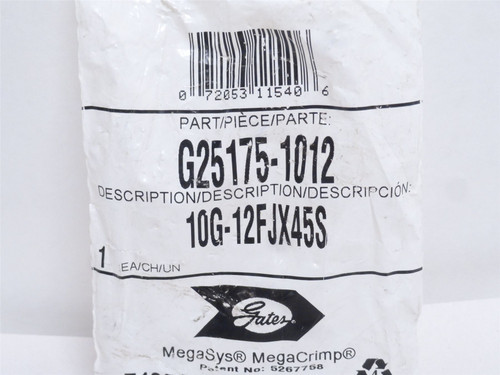 Gates G25175-1012; Crimp Fitting; 45Deg; 3/4 JIC x 5/8" Tube