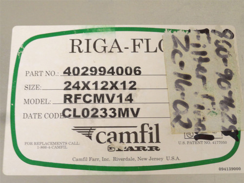 Camfil RFCMV14; Pleated Air Filter 402994006; 24" x 12" x 12"