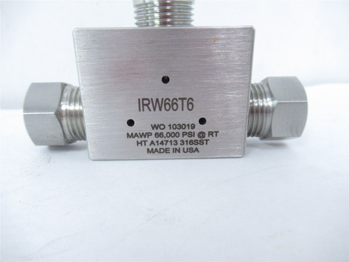 MFG 1RW66T6; High Pressure Tee 3/8" 66K PSI SS