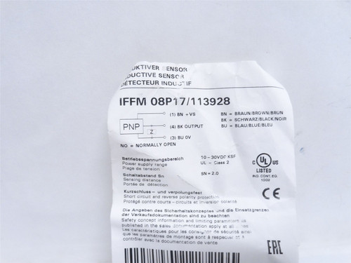 Bauer IFFM08P17/113928; Proximity Switch; 10-30VDC; PNP