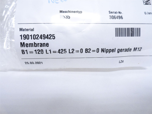Multivac 19010249425; Straight Diaphragm; 120mm x 425mm; M12