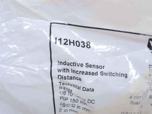 Wenglor I12H038; Proximity Sensor; 10-30VDC; 150mA; PNP