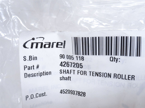 Marel 4267205; Tension Roller Shaft; SS; 8" Long; 17mmOD