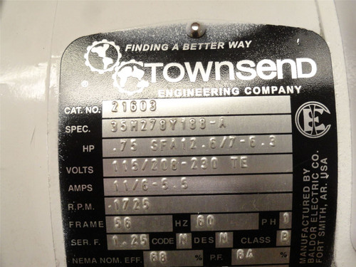 Townsend 35M278Y188-A; Brake-Motor 3/4HP; 115/208-230V 1725RPM