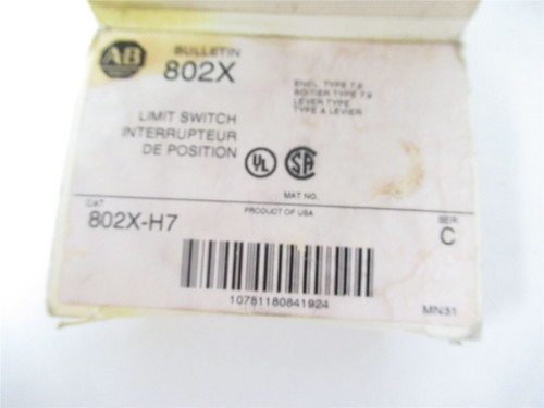 Allen-Bradley 802X-H7; Limit Switch  600 VAC Max 10 AMP Max