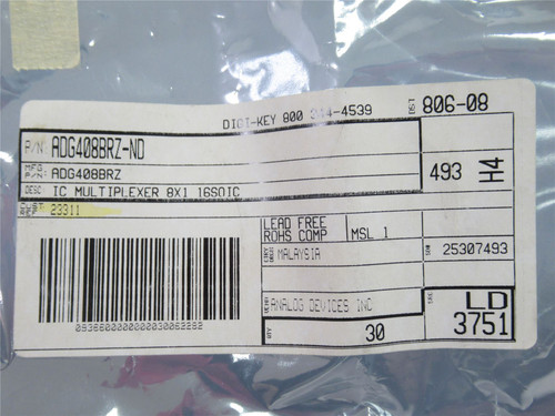 Analog Devices Inc ADG408BRZ ; Lot-8 IC Multiplexer;8X1