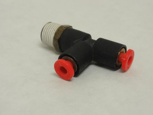 SMC KQY01-34S; Lot-4; Male Run Tee; 1/8" Tube x2 To 1/8 NPT