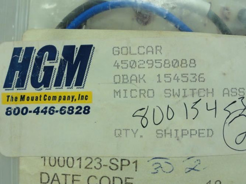 HGM 154537; Linde Lift Truck Switch Assy; 12~250VAC@3 Amps