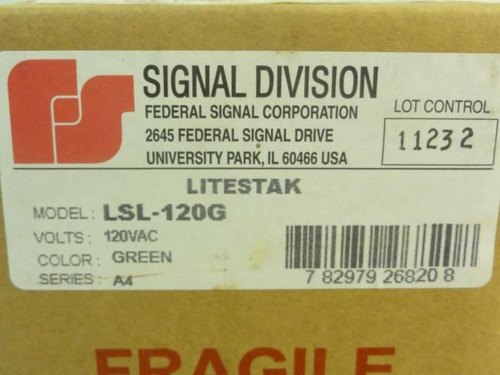 Federal Signal LSL-120G; Litestak; Green; Series A4; 120VAC