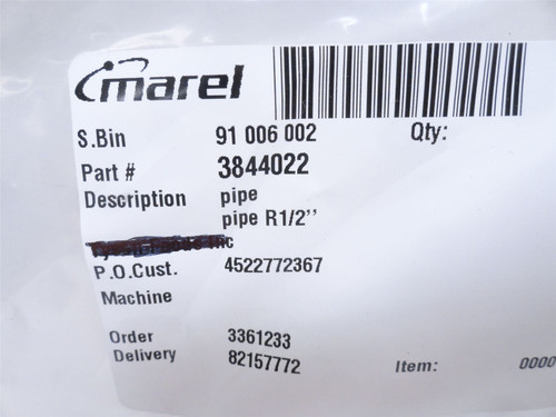 Marel 3844022; Stainless Steel Pipe R1/2"; 16-1/2" Long