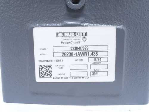 Hub City 0230-07029; Gear Reducer 30:1 Ratio 26230-1AWR1.438