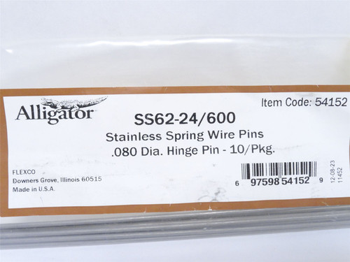 Flexco SS62-24/600; Staple Fastener Hinge Pin; SS; 24" Long