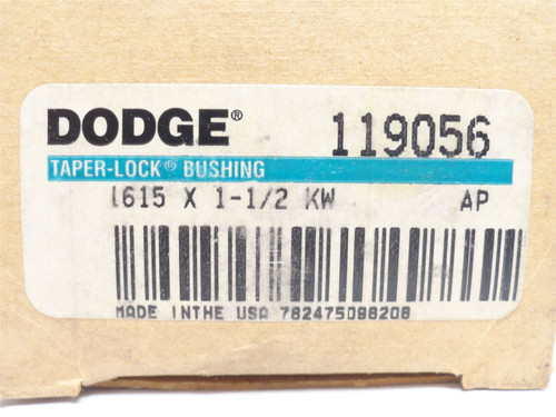 Dodge 1615x1-1/2-KW; Taper Lock Bushing 119056; 1-1/2"ID