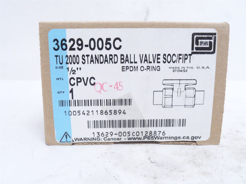 Spears 3629-005C; True Union PVC Ball Valve 1/2NPT/NPS Sch 80