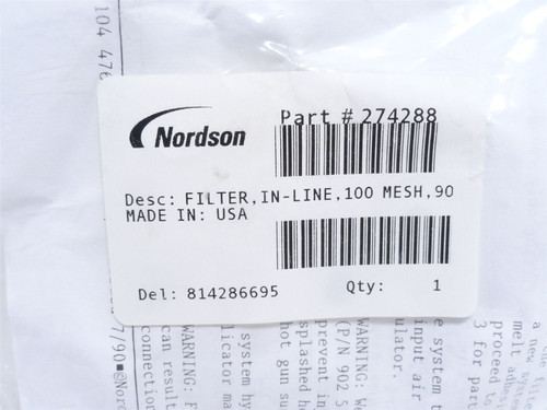 Nordson 274288; Inline Filter; 90Deg; 3/8 JIC x 3/8 BOSS