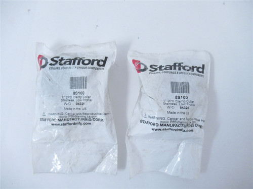 Stafford 8S100; Lot-2 Clamp Collar 1" 2-Piece SS
