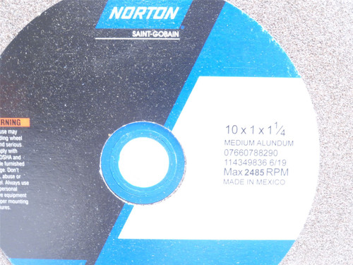 Norton 7660788290; Straight Grinding Wheel 80 Grit; 10"OD