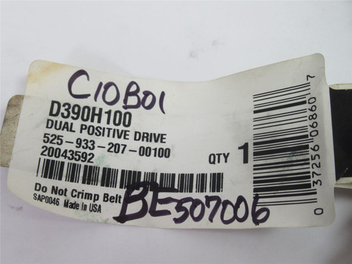 Continental D390H100; Dual Positive Drive Belt; 39" Pitch L