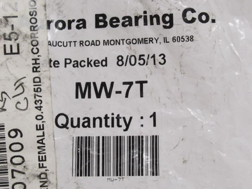 Aurora MW-7T; Rod End Bearing; 7/16"ID; 7/16-20 RH Threads