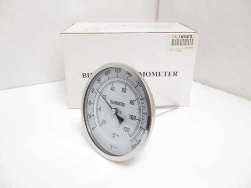 Industry-Std 1NGE8; Analog Thermometer; 5" SS Dial; 0-250Deg F