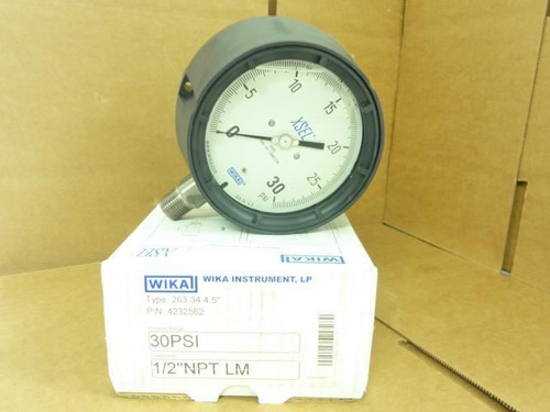 Wika 4232562; Pressure Gauge; 0-30PSI 1/2"NPT Mount