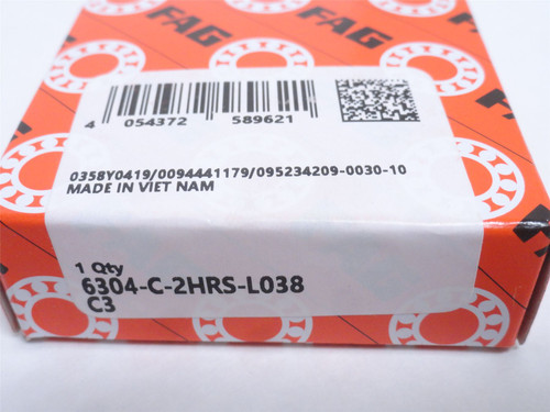 FAG 6304-C-2HRS-L038-C3; Ball Bearing; 20mmID x 52mmOD