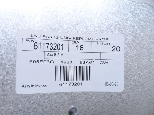 Lau-Parts 61173201; Clockwise Fan Blade; 18"OD; 5/8"ID