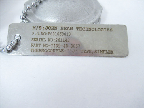 JBT 409-40-0057; Thermocouple Sensor Type J 2" Probe