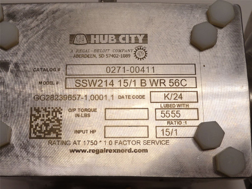 Hub City SSW21415/1BWR56C; Gearbox; RA; 0271-00411 15:1 Ratio