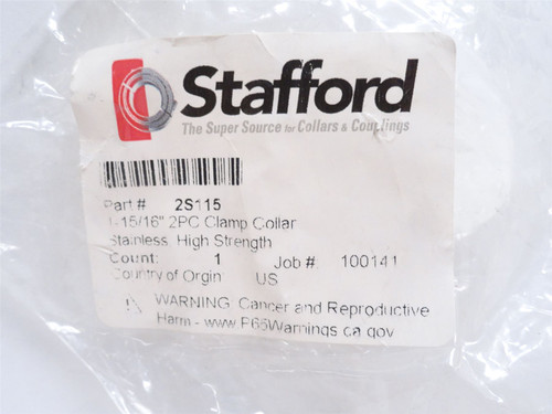 Stafford 2S115; Clamp Collar; SS; Two-Piece; Size: 1-15/16"