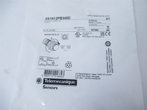 Telemecanique XS1N12PB349D; Proximity Sensor 4mm 12...24 VDC
