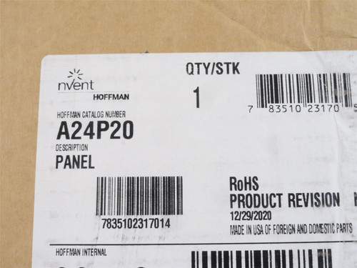Hoffman A24P20; Enclosure Panel; 21" x 17"; Steel; White